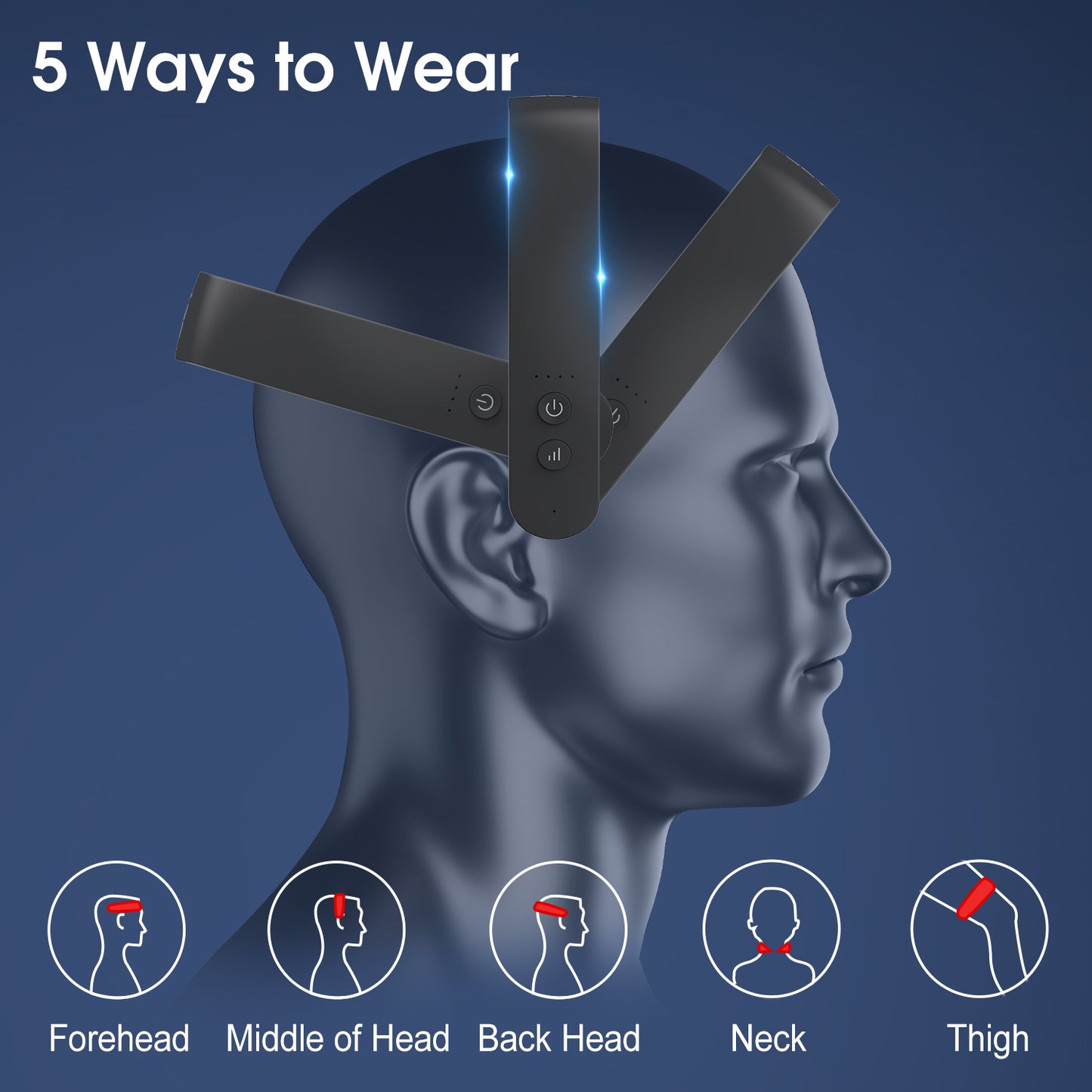 Hi5 H1 bandeau bandeau masseur de tête avec massage par vibration, ultra léger et portable, soulage les maux de tête, améliore la croissance des cheveux