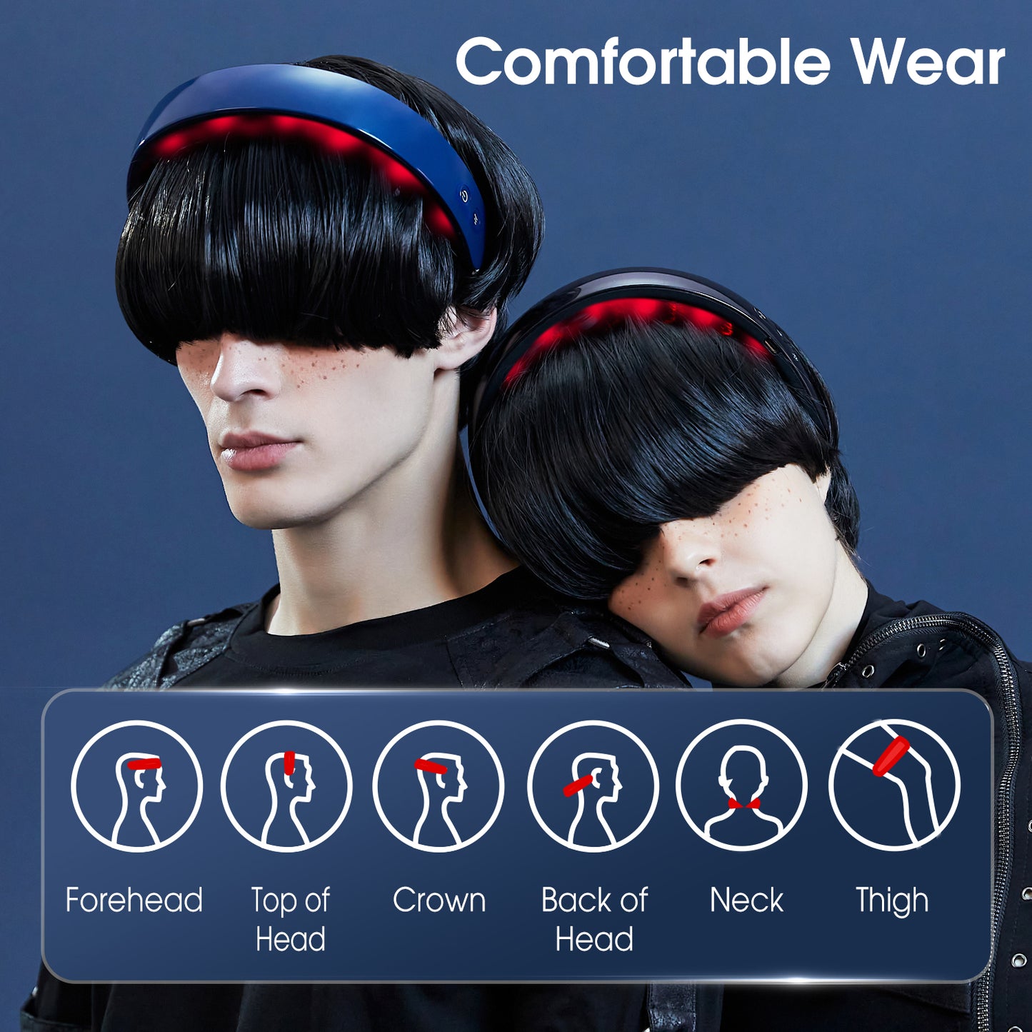 Hi5 H1 bandeau bandeau masseur de tête avec massage par vibration, ultra léger et portable, soulage les maux de tête, améliore la croissance des cheveux